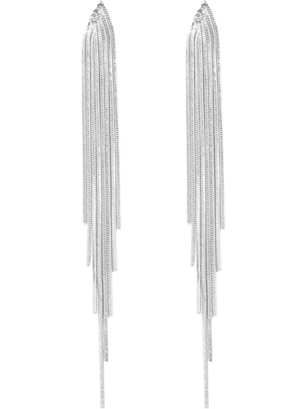 Gold Long Dangle Drop Earrings for Woman,Punk Sleek Metal Chain Tassel Earrings